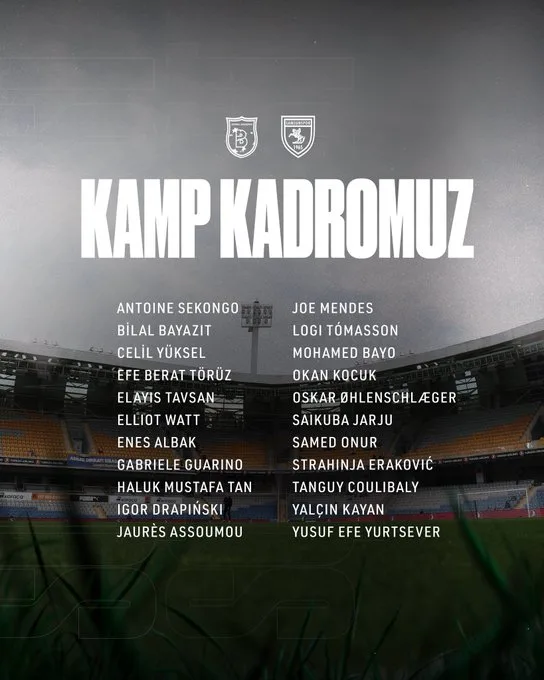 Samsunspor'un Başakşehir maçı kamp kadrosu belli oldu: İşte 22 futbolcu