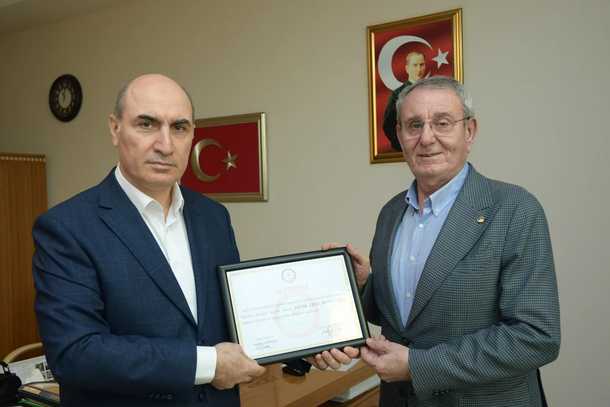 Samsun TSO Başkanı Salih Zeki Murzioğlu mazbatasını aldı