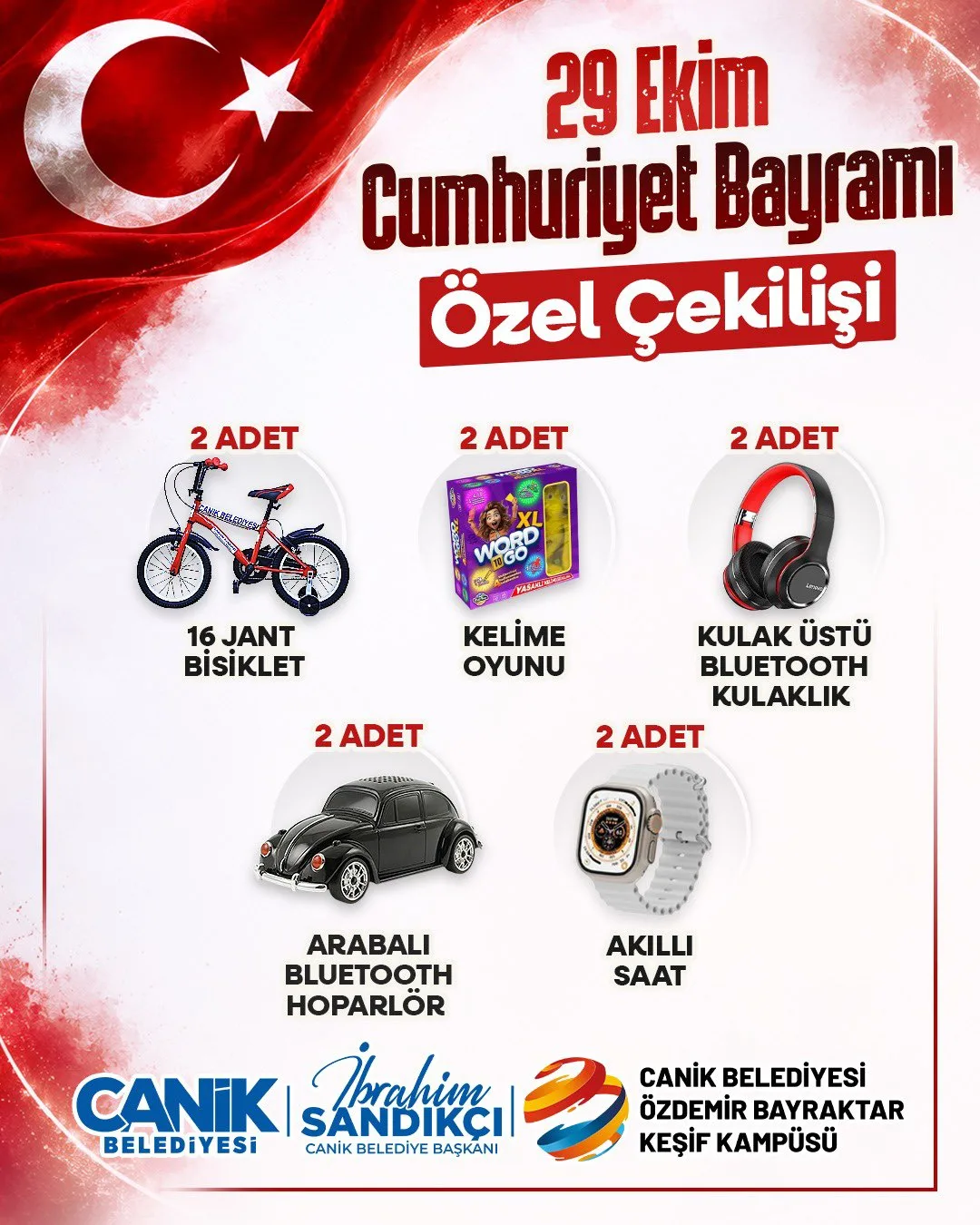 Canik Belediyesi'nden 29 Ekim'e özel hediye yağmuru