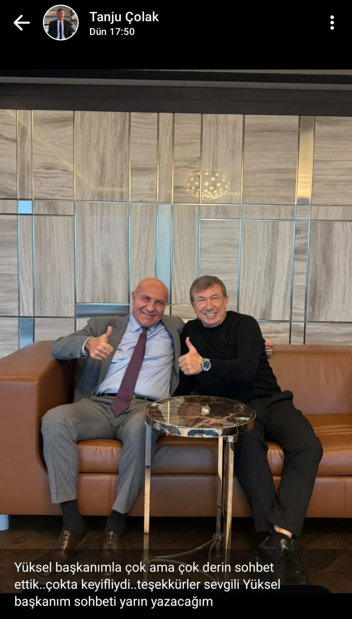 Samsunspor Başkanı Yüksel Yıldırım ve Tanju Çolak'tan İstanbul'da sürpriz buluşma